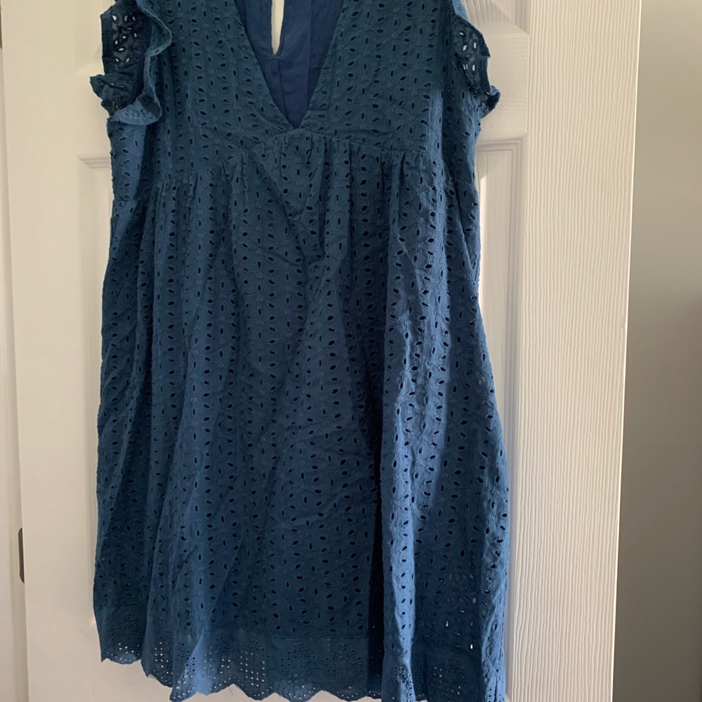 Dusty blue romper dress - pink lily